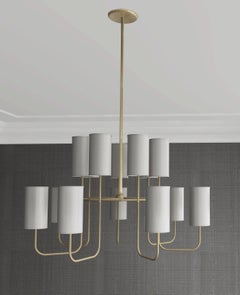 Imagin Classic Chandelier in Brushed Brass and Fabric Shade