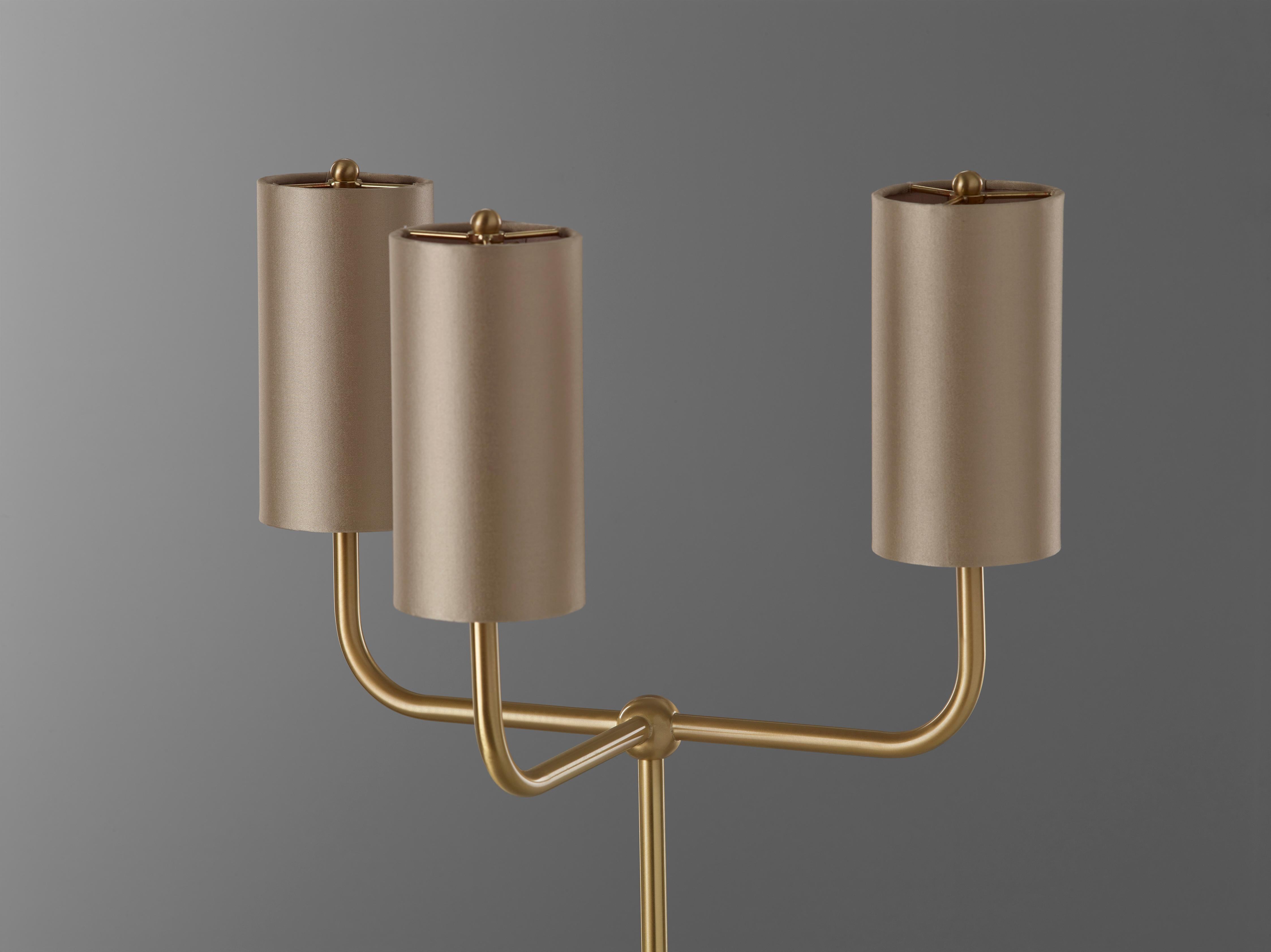Imagin Classic Floor Lamp in Brushed Brass and Fabric Shade. In New Condition For Sale In Leighton Buzzard, GB