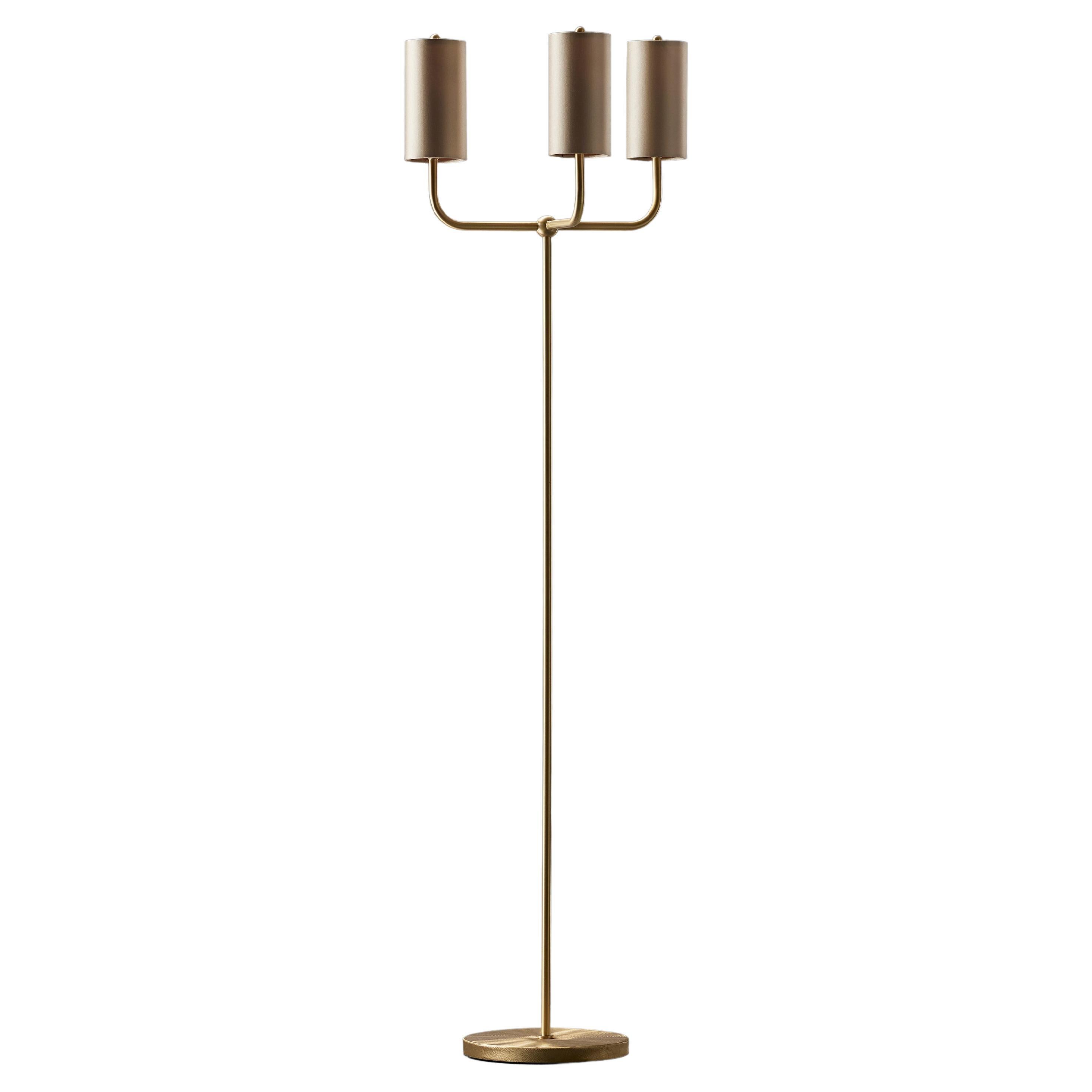 Imagin Classic Floor Lamp in Brushed Brass and Fabric Shade. For Sale