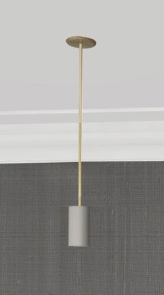 Imagin Classic Pendant Light 1 in Brushed Brass and Fabric Shade
