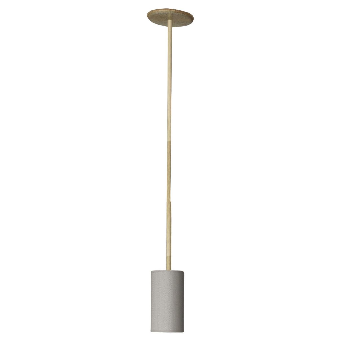 Imagin Classic Pendant Light 1 in Brushed Brass and Fabric Shade For Sale