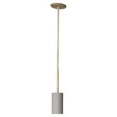 Imagin Classic Pendant Light 1 in Brushed Brass and Fabric Shade