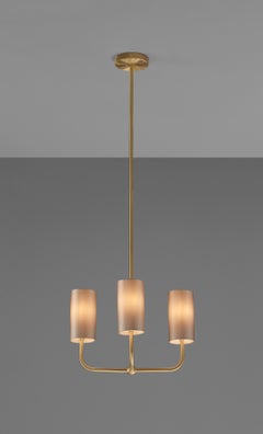 Imagin Classic Pendant Light 2 in Brushed Brass and Fabric Shade