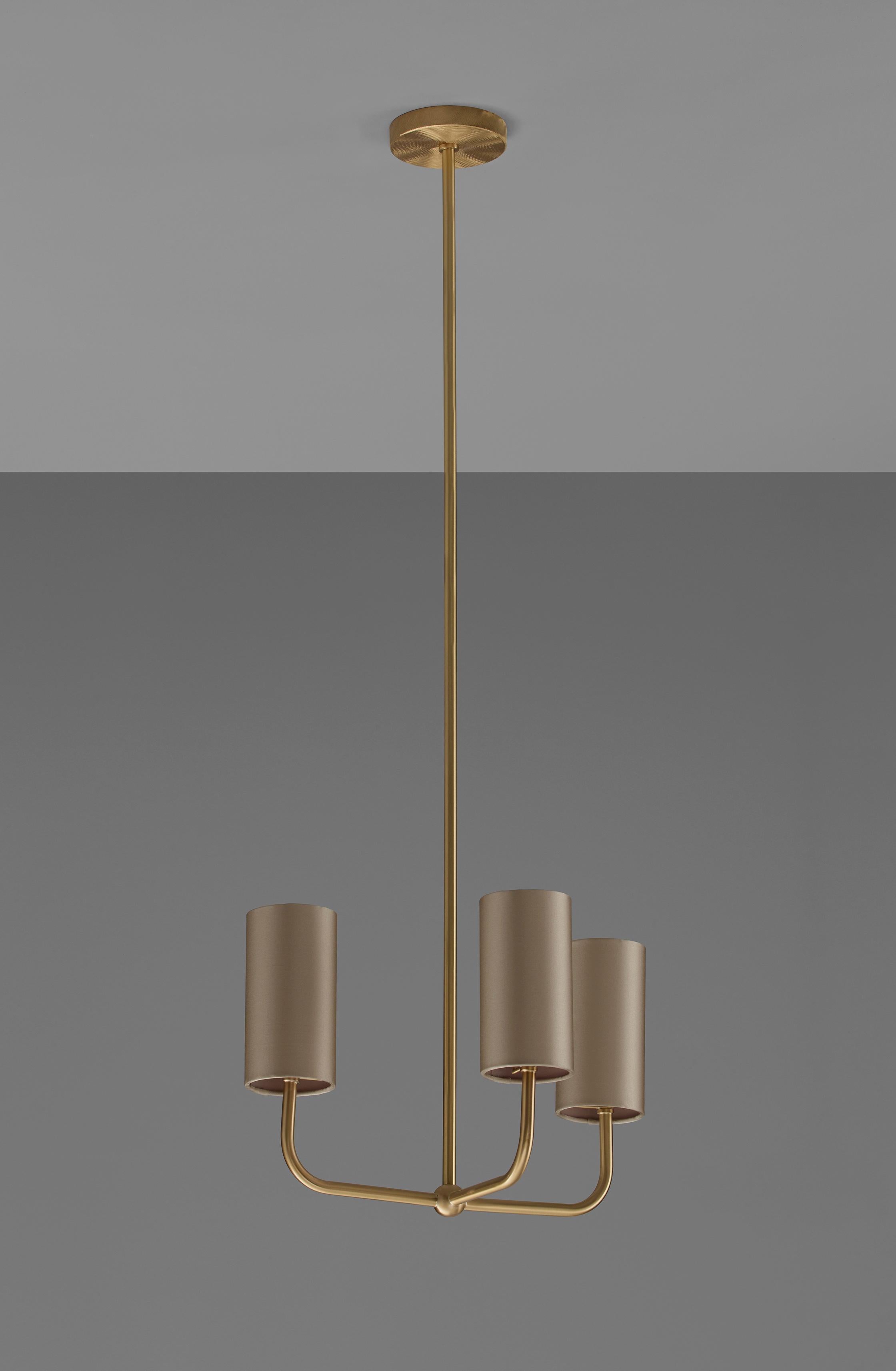 Imagin Classic Pendant Light 2 in Brushed Brass and Fabric Shade In New Condition For Sale In Leighton Buzzard, GB