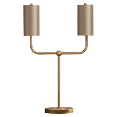 Imagin Classic Table Lamp in Brushed Brass and Fabric Shade