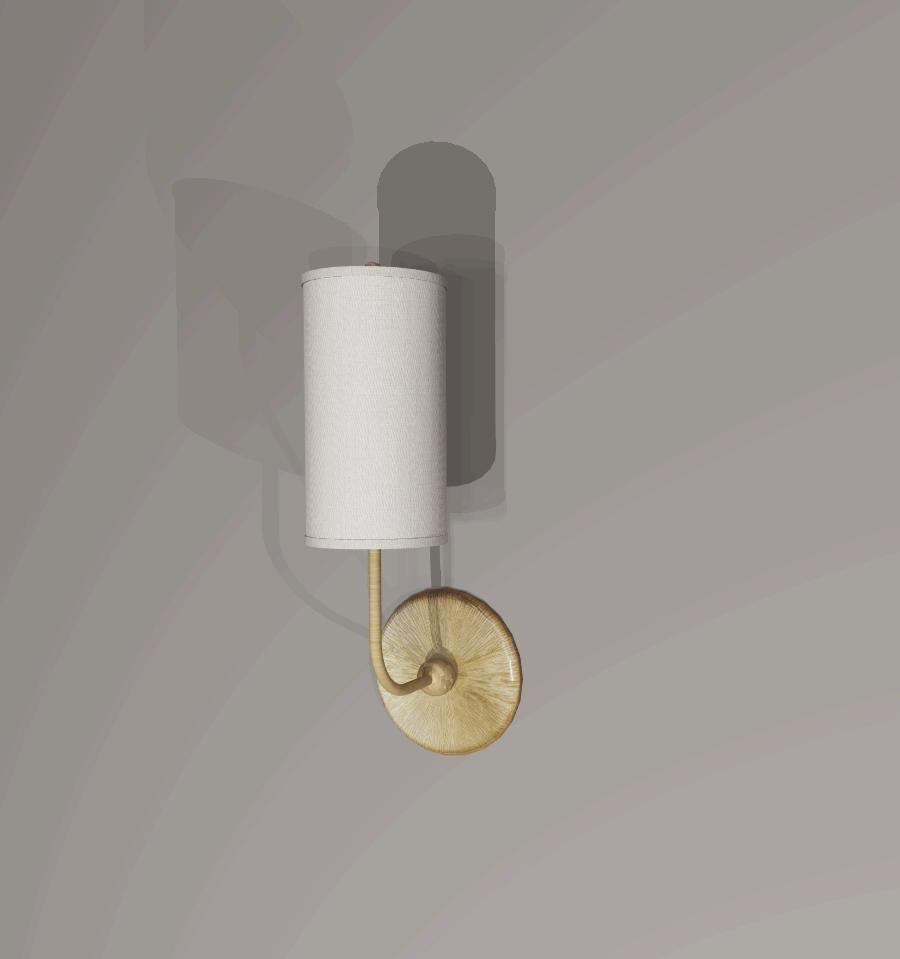 Imagin Classic Wall Light 1 in Brushed Brass and Fabric Shade In New Condition For Sale In Leighton Buzzard, GB
