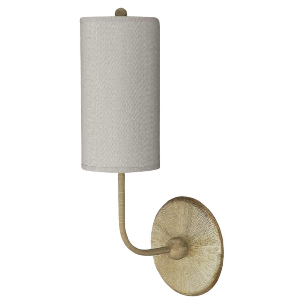 Imagin Classic Wall Light 1 in Brushed Brass and Fabric Shade For Sale