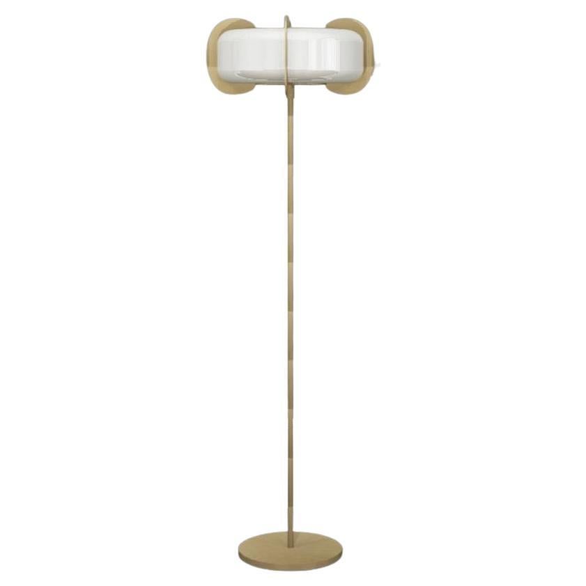 Imagin Contemporary Deco Floor Lamp in Brushed Brass and Opal Glass For Sale