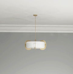 Imagin Contemporary Deco Pendant in Brushed Brass and Opal Glass
