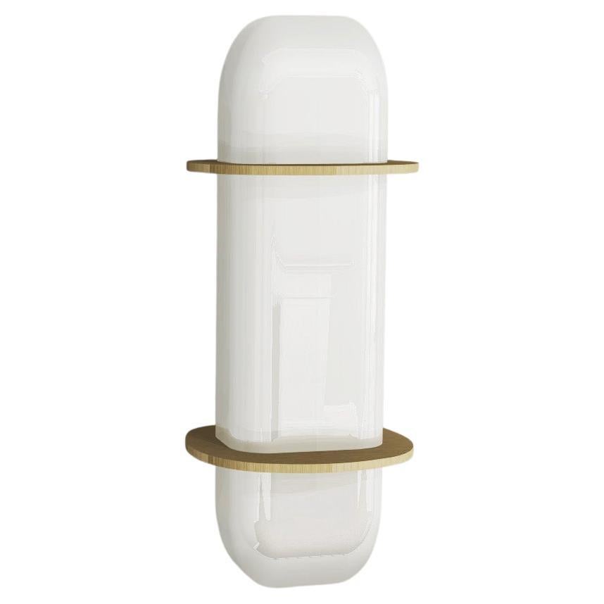 Imagin Contemporary Deco Wall Light in Brushed Brass and Opal Glass