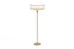 Imagin Contemporary Floor Lamp in Brushed Brass and Fluted Glass