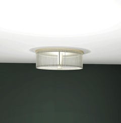 Imagin Contemporary Flush Mount in Brushed Brass and Ribbed Glass