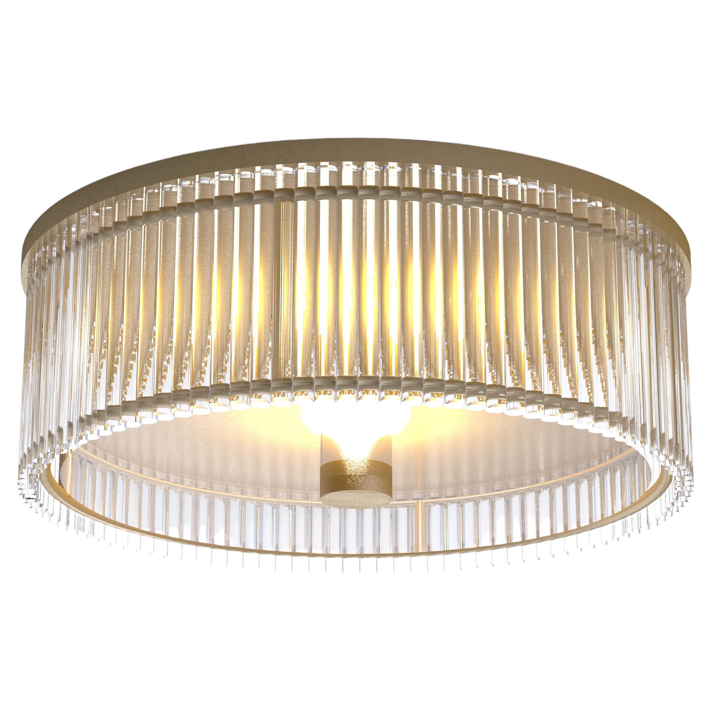 Imagin Contemporary Flush Mount in Brushed Brass and Ribbed Glass