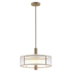 IMAGIN Contemporary Pendant in Brushed Brass and Ribbed Glass