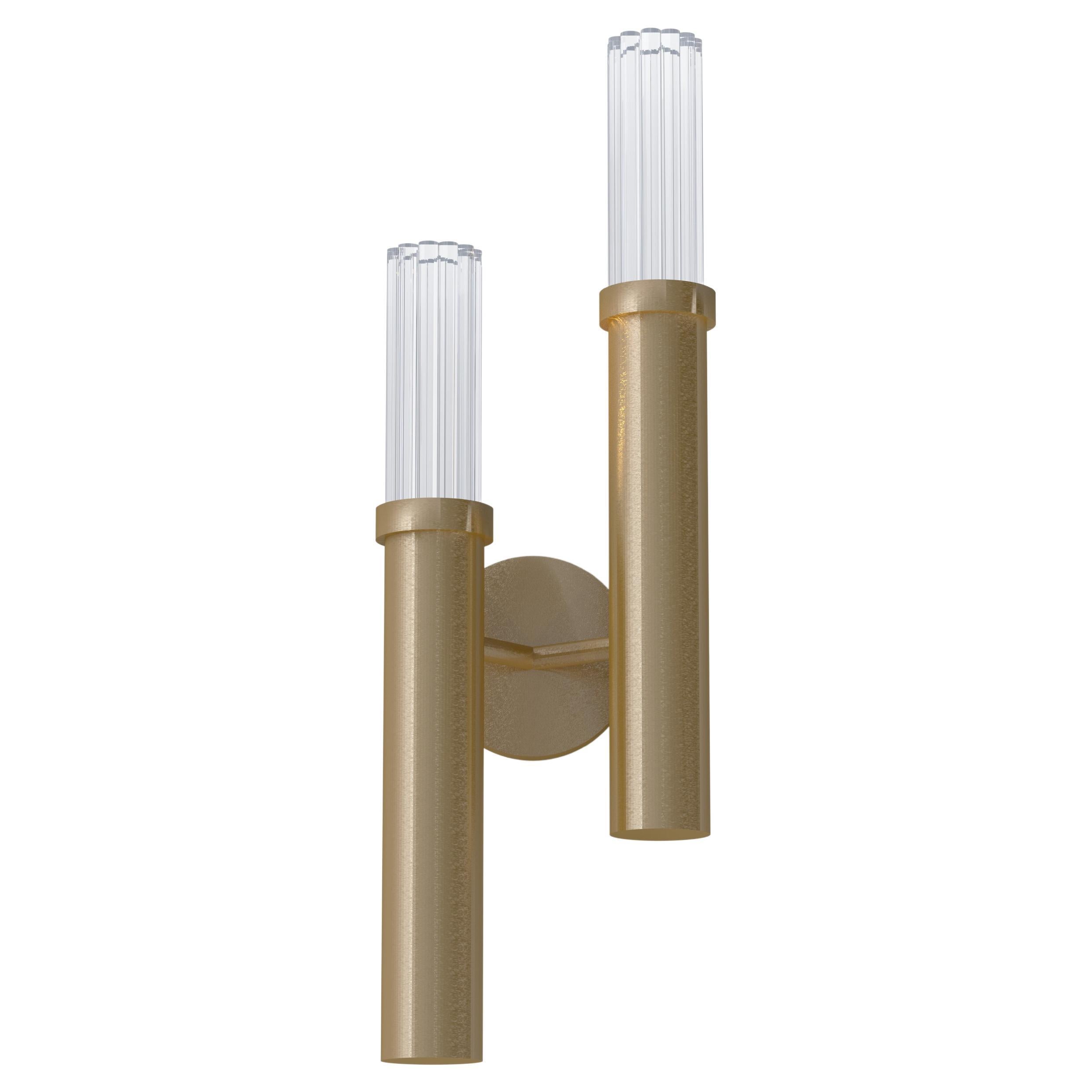IMAGIN Contemporary Wall Light in Brushed Brass and Ribbed Glass For Sale
