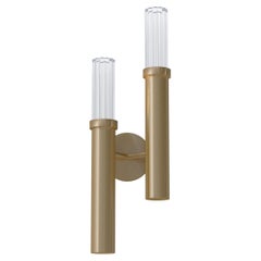 IMAGIN Contemporary Wall Light in Brushed Brass and Ribbed Glass