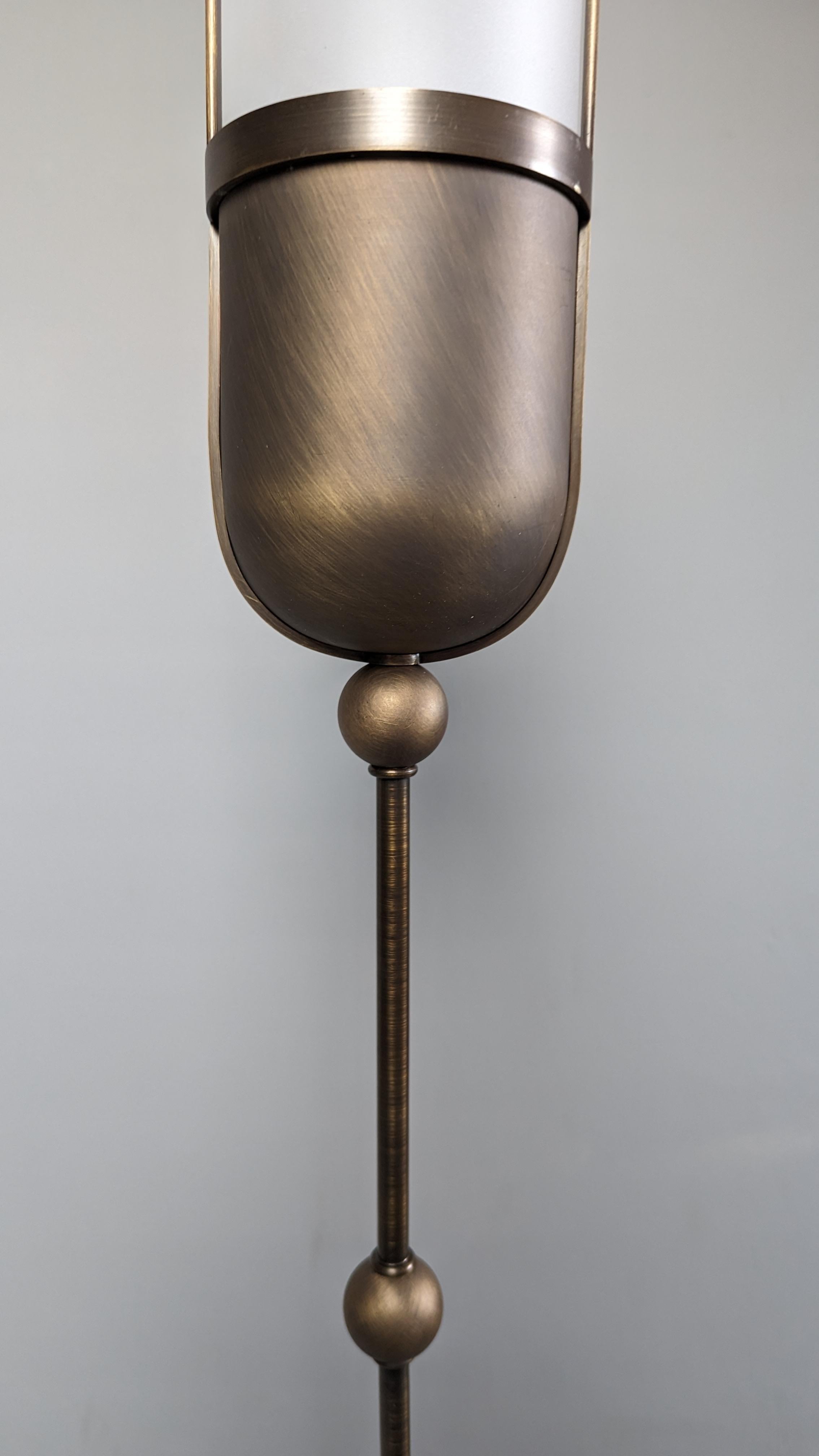 Imagin Deco Floor Lamp in Antique Bronze, Antique Brass and Frosted Glass For Sale 2