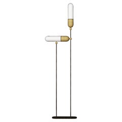 Imagin Deco Floor Lamp in Antique Bronze, Antique Brass and Frosted Glass