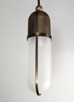 Imagin Deco Pendant in Antique Bronze, Antique brass and Frosted Glass