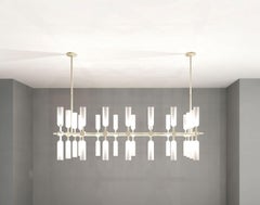 Imagin Duo Chandelier 2 in Brushed Brass and Opal Glass