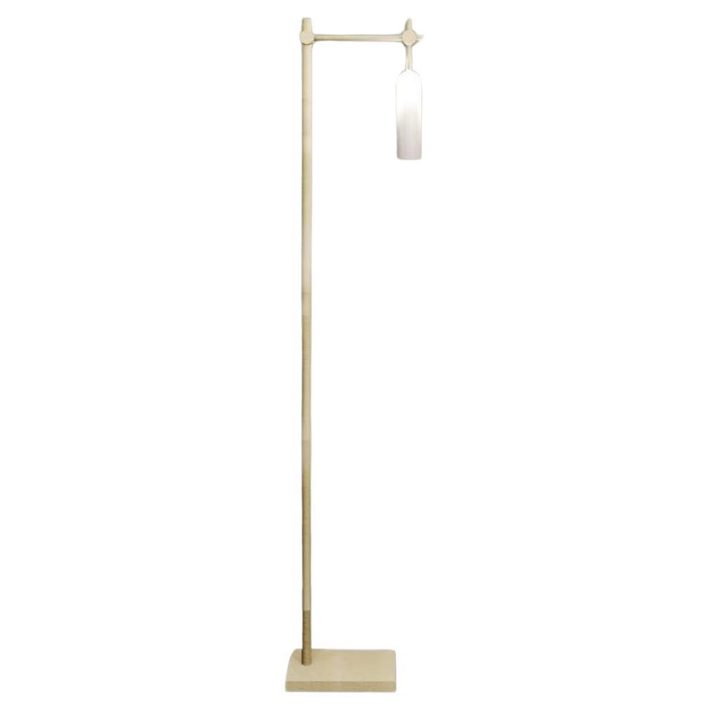 Imagin Duo Floor Lamp in Brushed Brass and Opal Glass