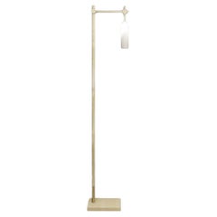 Imagin Duo Floor Lamp in Brushed Brass and Opal Glass