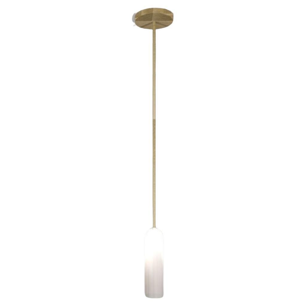 Imagin Duo Pendant in Brushed Brass and Frosted Glass For Sale