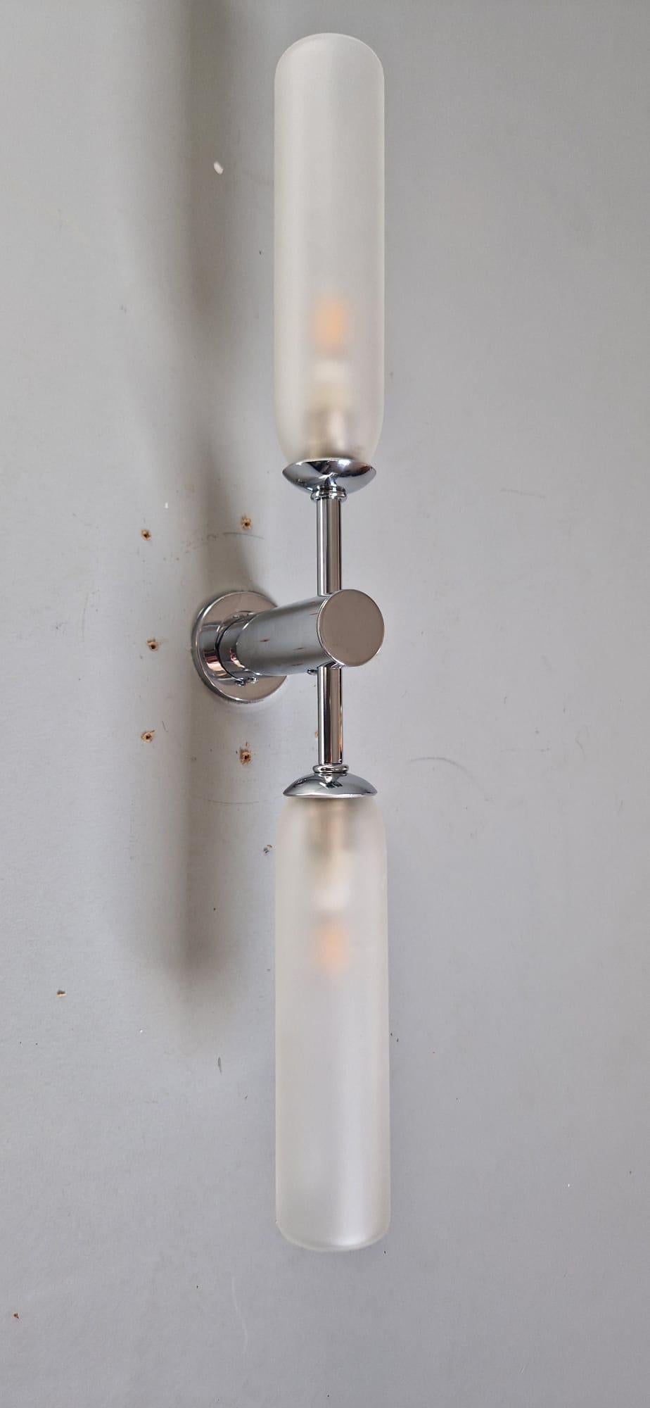 European Imagin Duo Wall Light 2 in Opal Glass and Brushed Brass For Sale