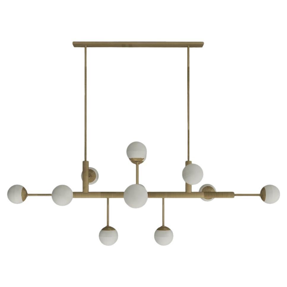 Imagin Geometric Chandelier in Brushed Brass and Frosted Glass