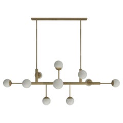 Imagin Geometric Chandelier in Brushed Brass and Frosted Glass
