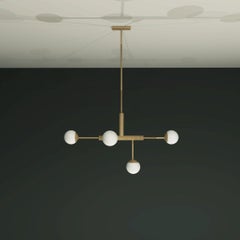 IMAGIN Geometric Pendant in Brushed Brass and Frosted Glass