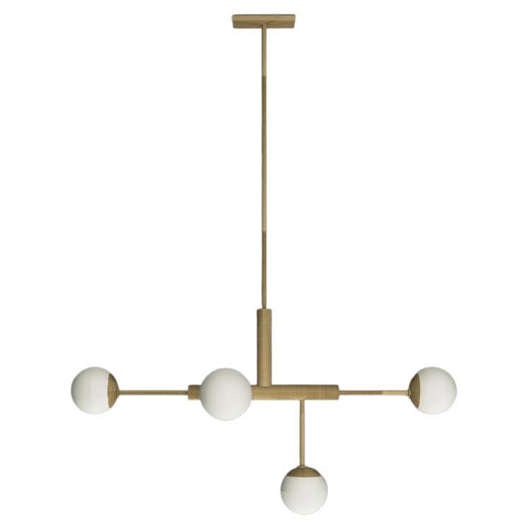 IMAGIN Geometric Pendant in Brushed Brass and Frosted Glass