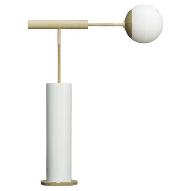 Imagin Geometric Table Lamp in Brushed Brass and Frosted Glass For Sale