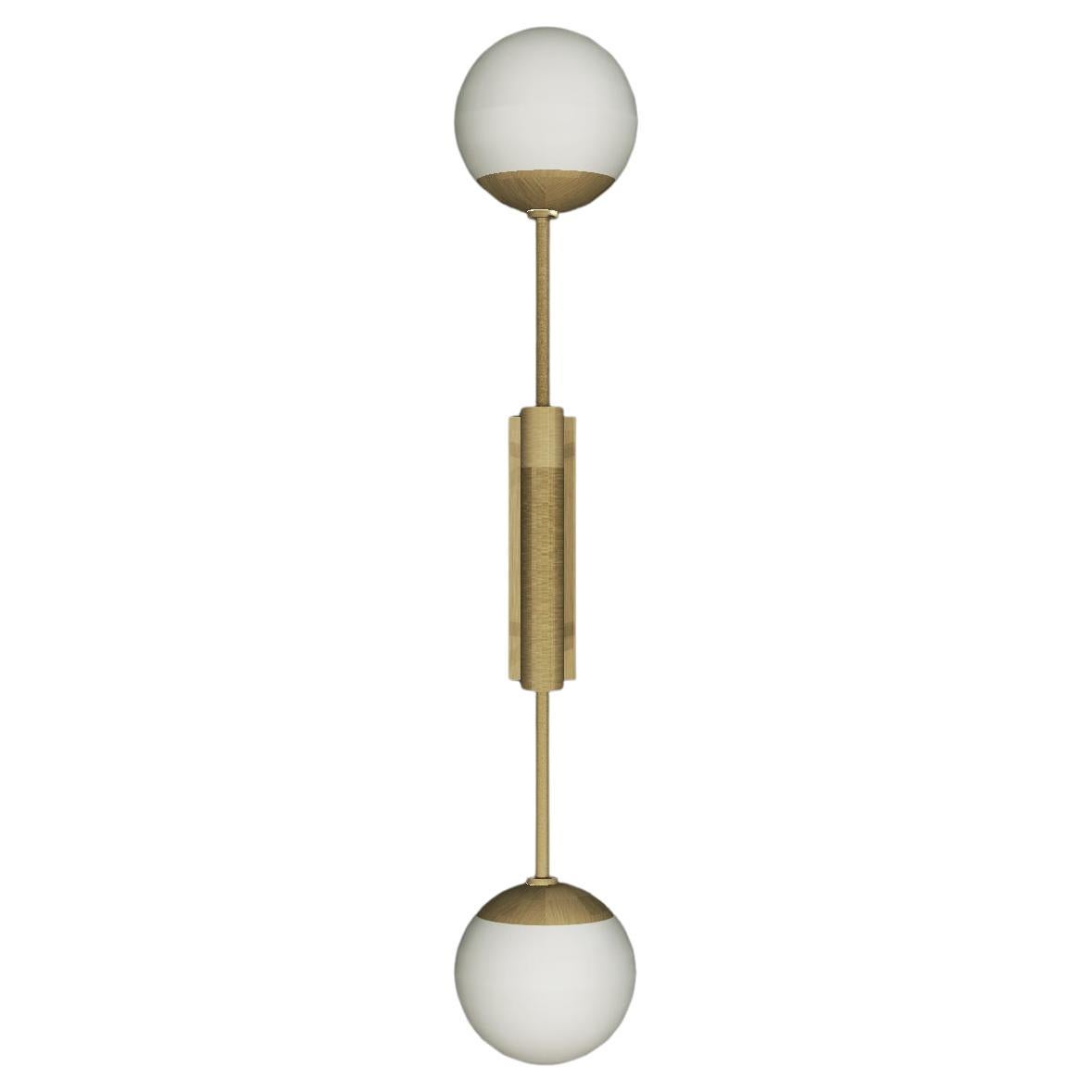 Imagin Geometric Wall Light 2 in Brushed Brass and Frosted Glass For Sale