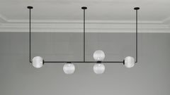 Imagin Globe Pendant Light 2 in Matt Black and Ribbed Glass