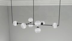 Imagin Globe Pendant Light 3 in Matt Black and Ribbed Glass