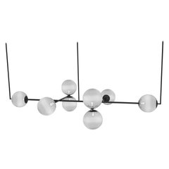 Imagin Globe Pendant Light 3 in Matt Black and Ribbed Glass