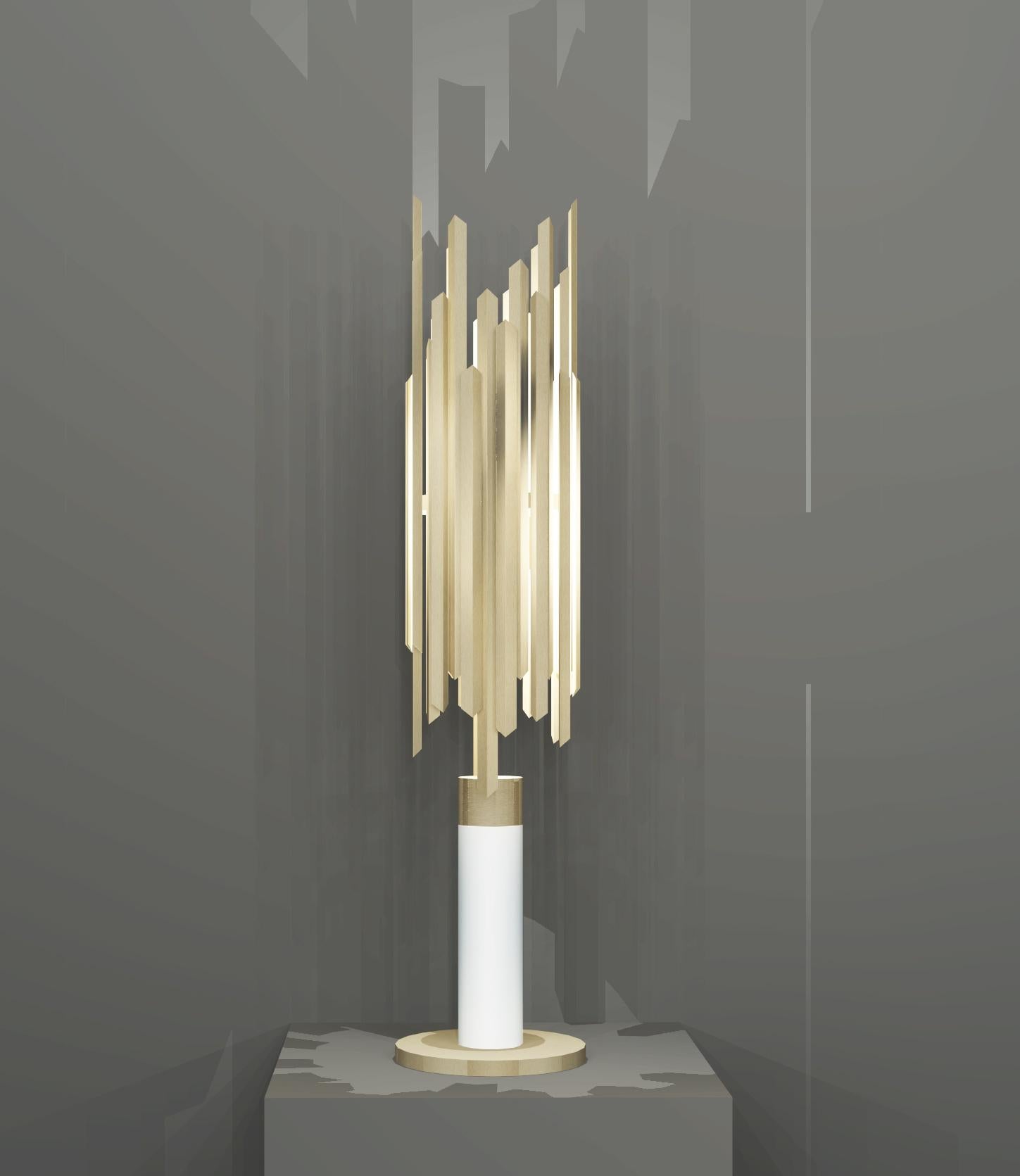 Powder-Coated Imagin Iceberg Brushed Brass Table Lamp For Sale
