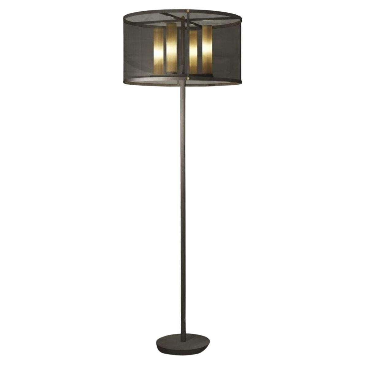 Imagin Industrial Floor Lamp in Antique Bronze and Antique Brass For Sale