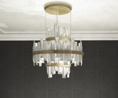 Imagin Luxurious Brushed Brass and Crystal Glass Chandelier
