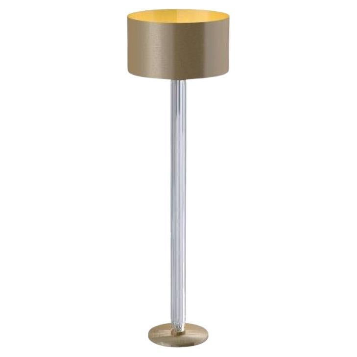 Imagin Luxurious Brushed Brass and Crystal Glass Floor Lamp For Sale