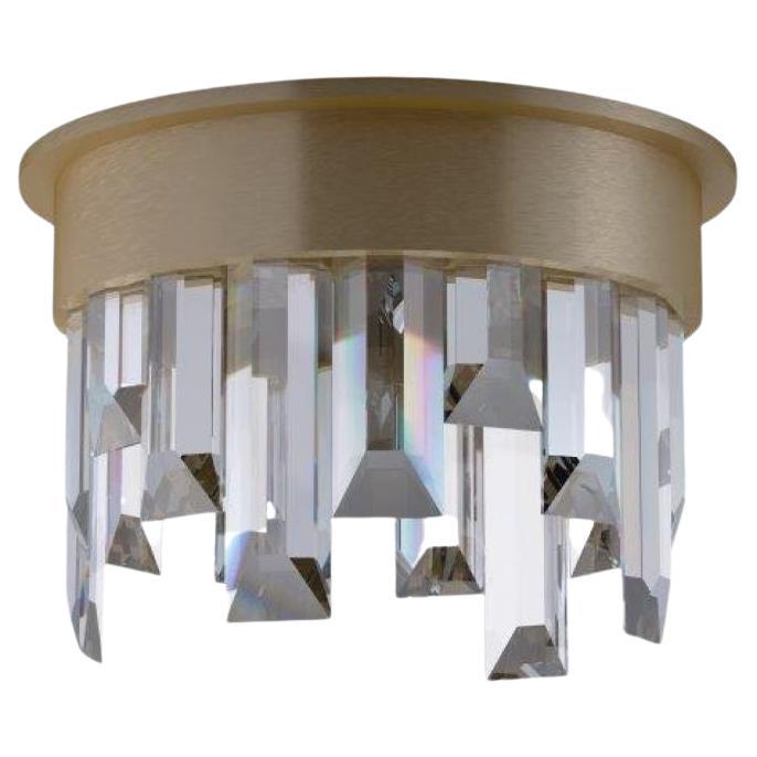 Imagin Luxurious Brushed Brass and Crystal Glass Flush Mount For Sale