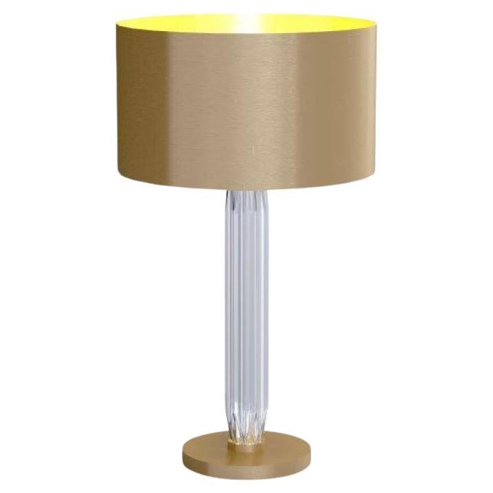 IMAGIN Luxurious Brushed Brass and Crystal Glass Table Lamp For Sale