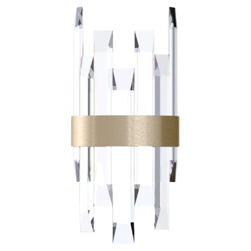 Imagin Luxurious Brushed Brass and Crystal Glass Wall Light For Sale