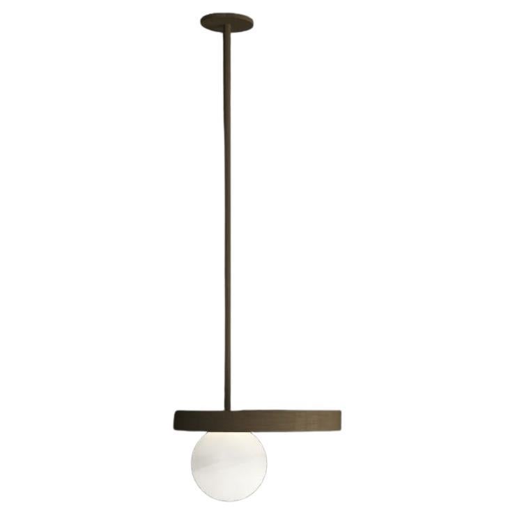 Lampe à suspension minimaliste Imagin en bronze avec globe en verre dépoli