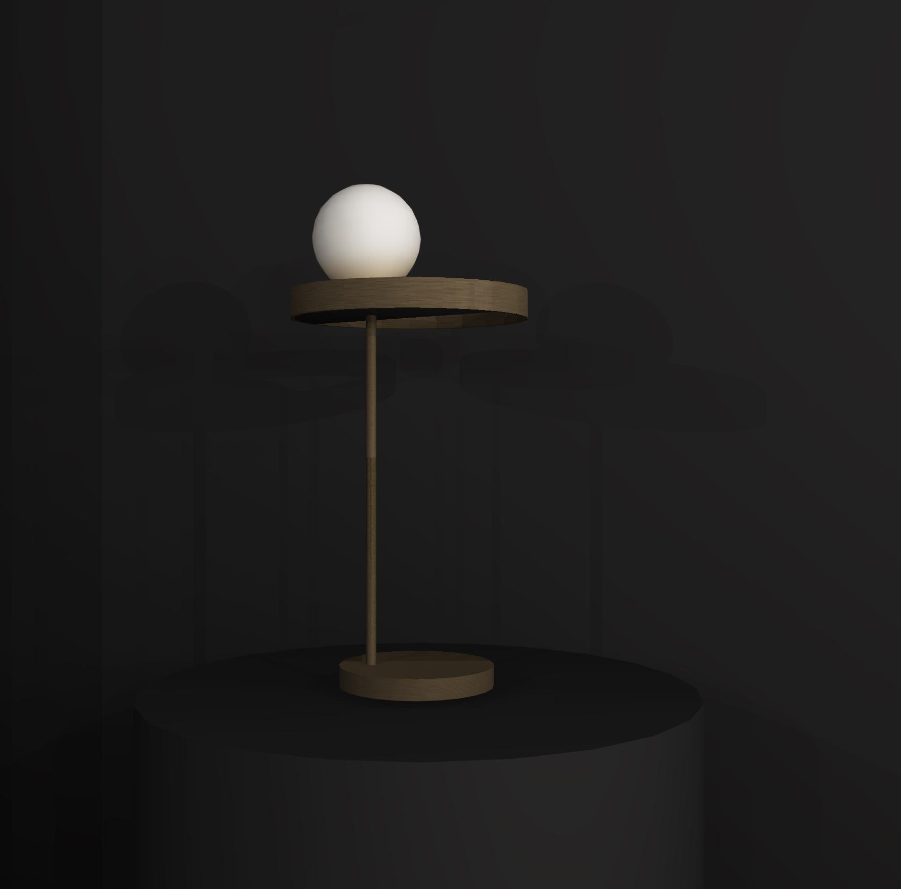 Brushed Imagin Minimal Table Lamp in Bronze and Opal Glass For Sale