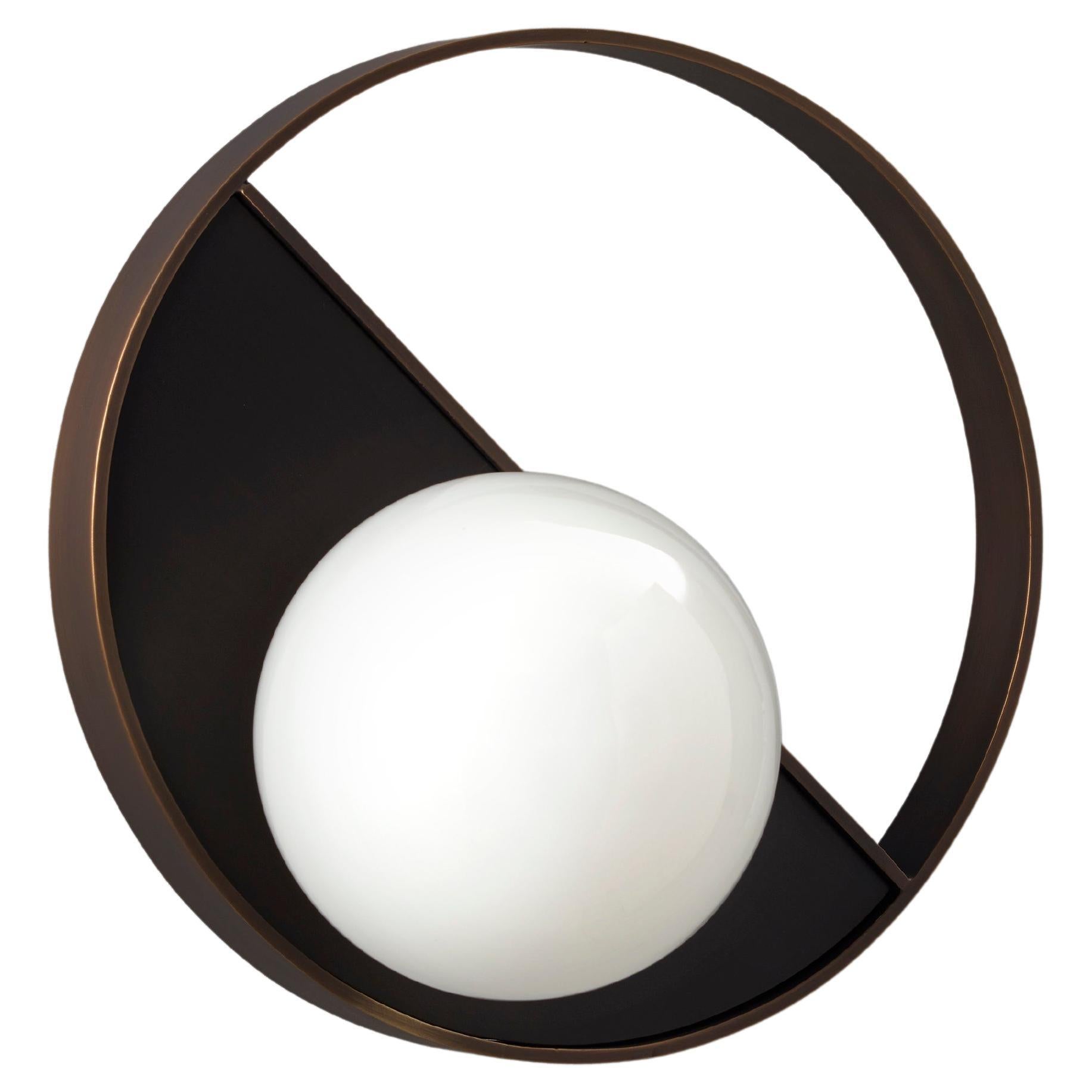 Imagin Minimal Wall Light in Bronze and Opal Glass For Sale