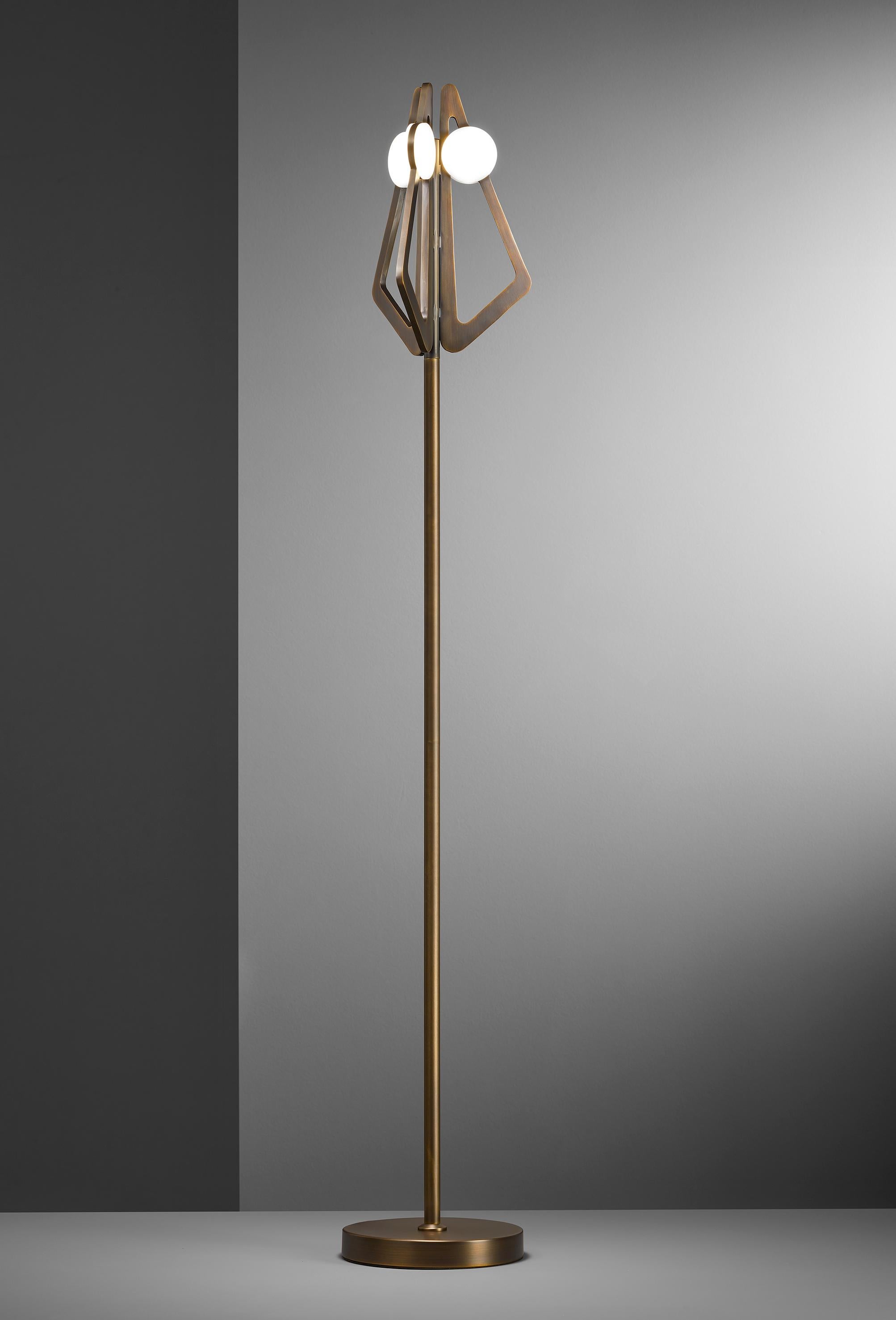 European Imagin Truss Floor Lamp in Dark Bronze For Sale