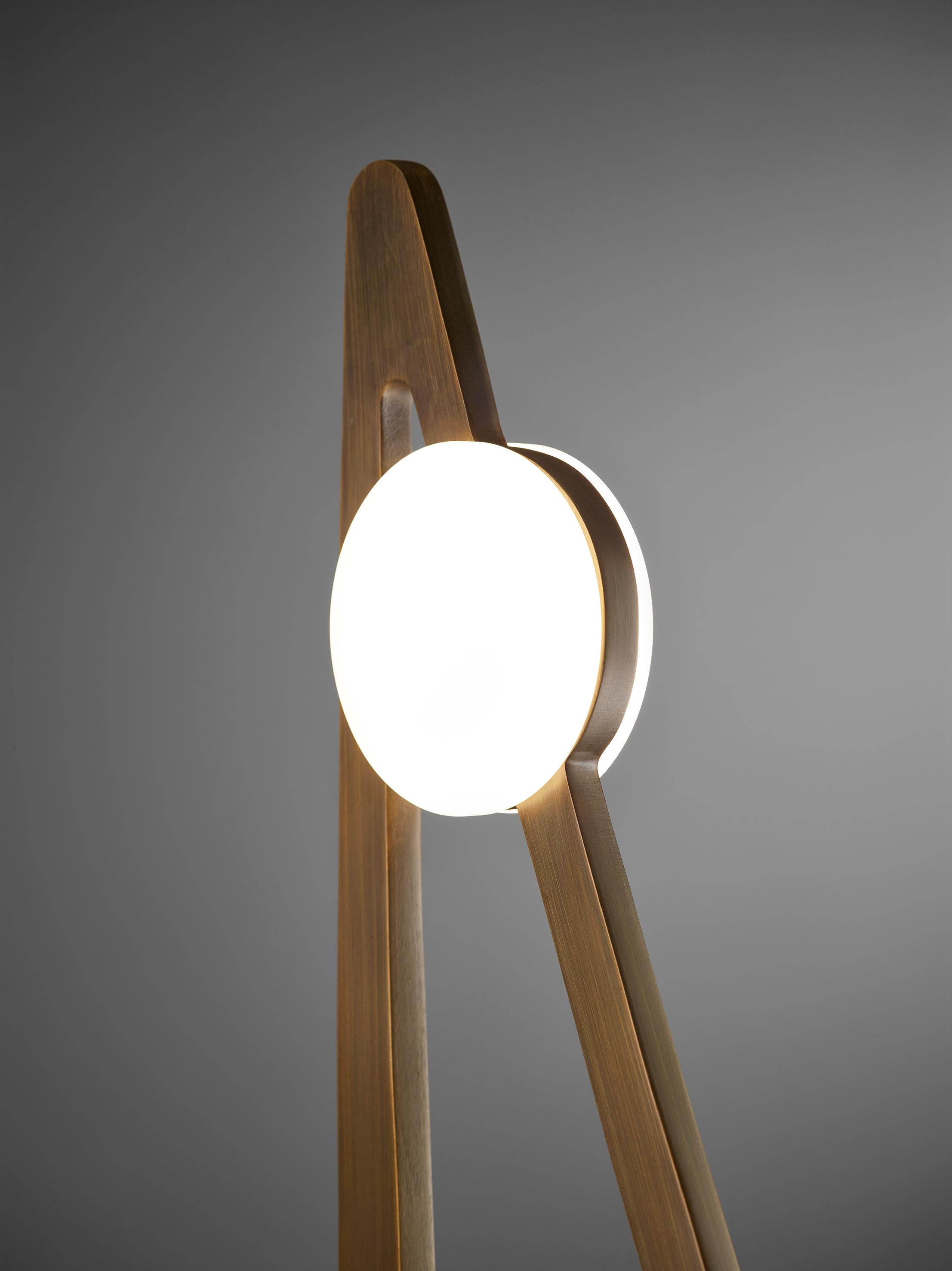European Imagin Truss Table Lamp in Dark Bronze For Sale