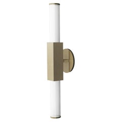 Imagin Tubular Bathroom Light in Brushed Brass and Frosted Glass